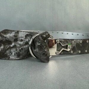Per Se Faux Snake Skin Silver Gray Leather Belt Ladies Size XL